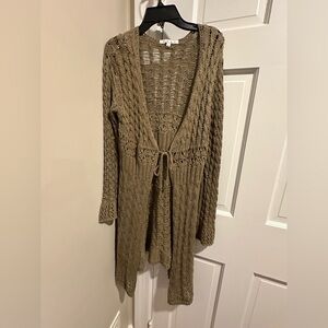 CAbi Boho Fairy Cottage Tie closure  Crochet Cardigan Brown